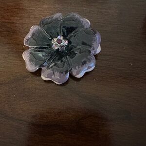 Elegant Black and Pink Flower Brooch